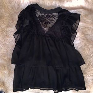 F21 Chiffon Lace Flounce Top